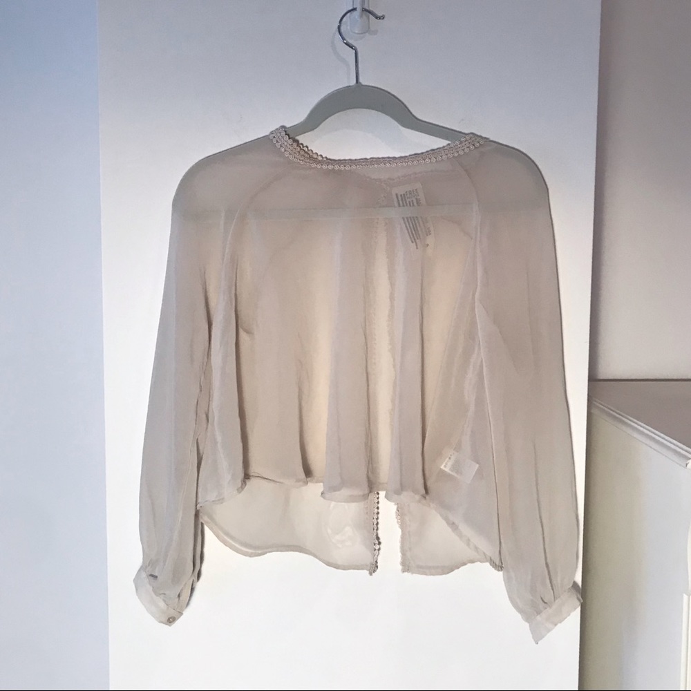 Free People Sheer Open Back Blouse NWOT - Picture 3 of 5